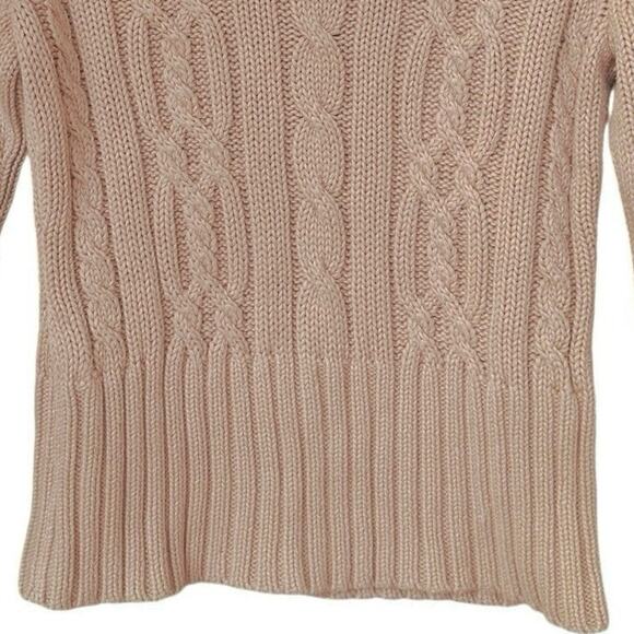 Vintage Old Navy Cable Knit Sweater 100% Cotton 3/4 Sleeves Size Medium Tan - Picture 10 of 15